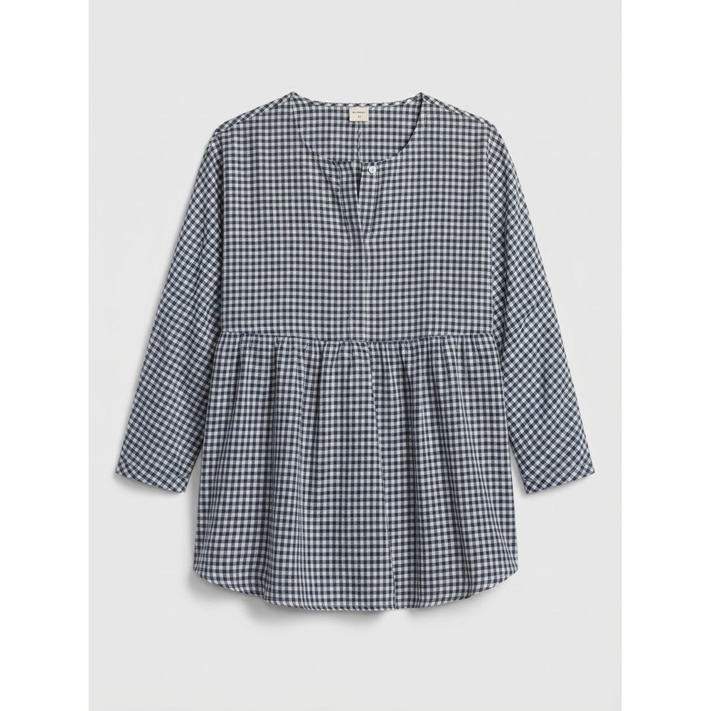 Lintico Linen Blend Top Small Oversized Boho Luxury Checkered Beach Resort Fall